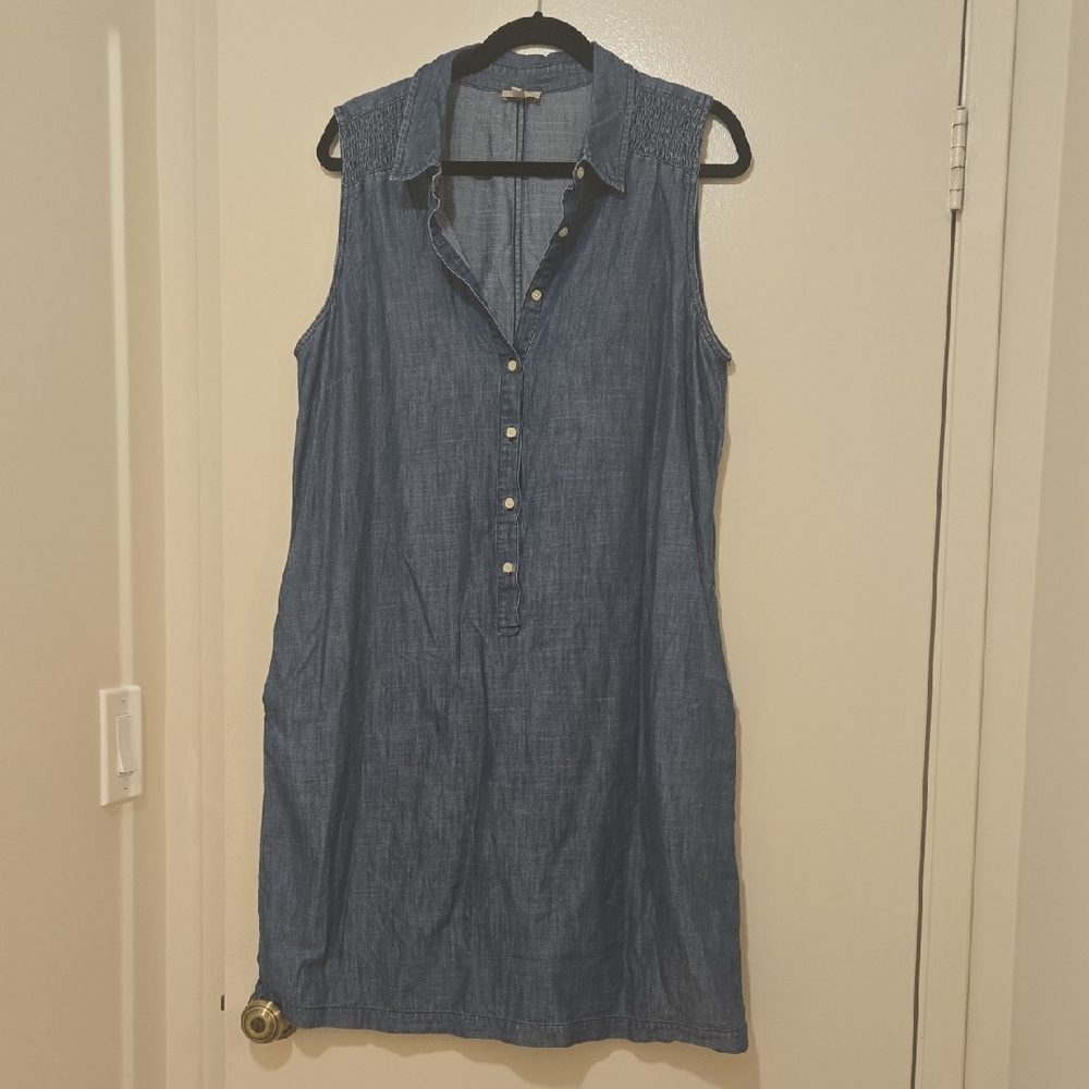 Talbots Sz 16 Sleeveless Light Denim Dress W/ Pockets